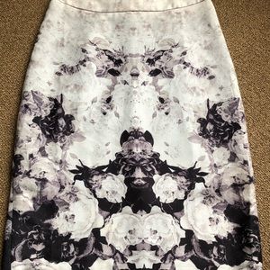 Black, grey and white pencil skirt.